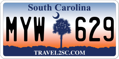 SC license plate MYW629