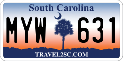 SC license plate MYW631