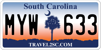 SC license plate MYW633
