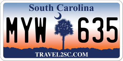 SC license plate MYW635