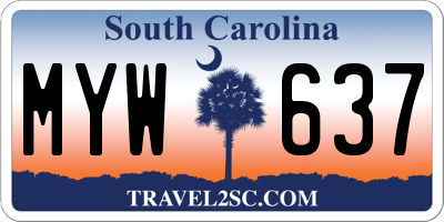SC license plate MYW637