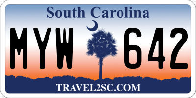 SC license plate MYW642