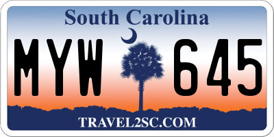 SC license plate MYW645