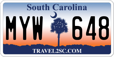 SC license plate MYW648