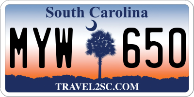 SC license plate MYW650