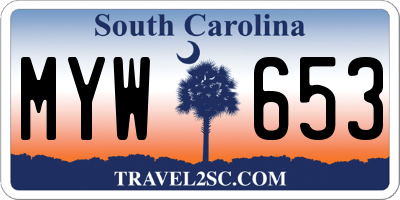 SC license plate MYW653