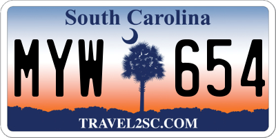 SC license plate MYW654