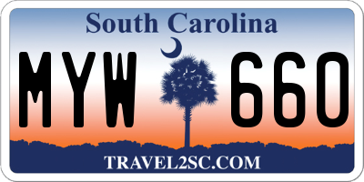 SC license plate MYW660