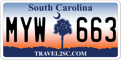 SC license plate MYW663