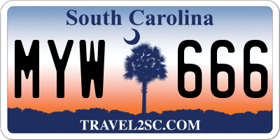 SC license plate MYW666