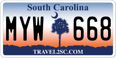 SC license plate MYW668