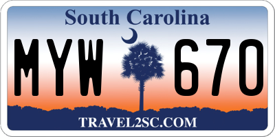 SC license plate MYW670