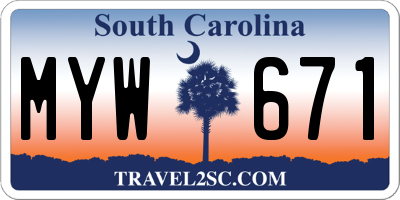 SC license plate MYW671