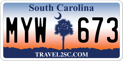 SC license plate MYW673