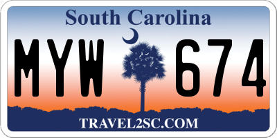 SC license plate MYW674