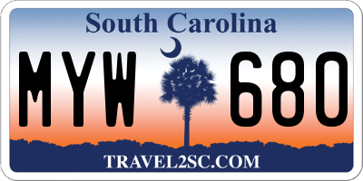 SC license plate MYW680