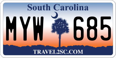 SC license plate MYW685