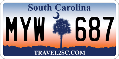 SC license plate MYW687