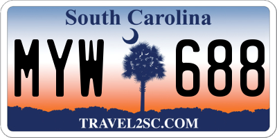 SC license plate MYW688