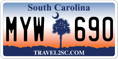 SC license plate MYW690