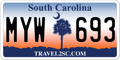SC license plate MYW693