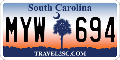 SC license plate MYW694