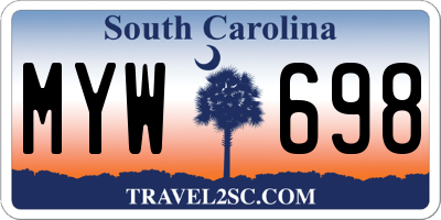 SC license plate MYW698