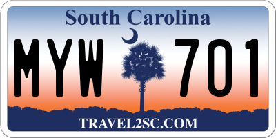 SC license plate MYW701