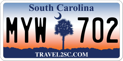 SC license plate MYW702