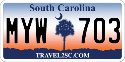 SC license plate MYW703