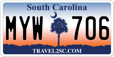 SC license plate MYW706