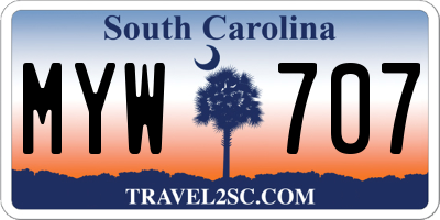 SC license plate MYW707