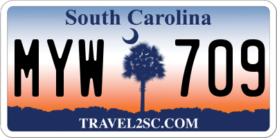 SC license plate MYW709