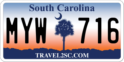 SC license plate MYW716