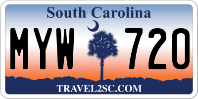 SC license plate MYW720