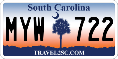 SC license plate MYW722