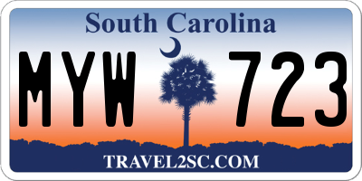 SC license plate MYW723