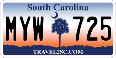 SC license plate MYW725