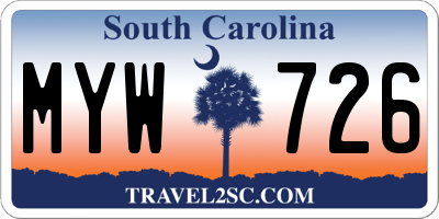 SC license plate MYW726