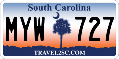 SC license plate MYW727