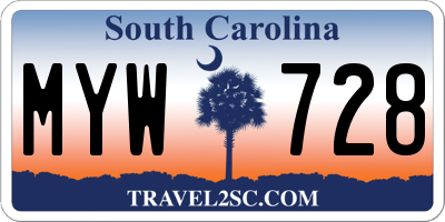 SC license plate MYW728