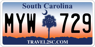 SC license plate MYW729