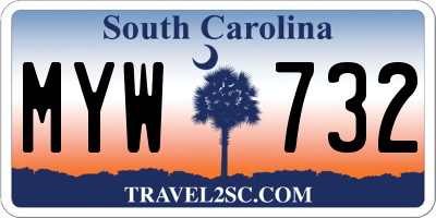 SC license plate MYW732
