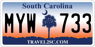 SC license plate MYW733