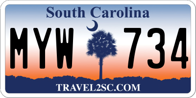 SC license plate MYW734