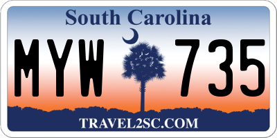 SC license plate MYW735