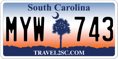 SC license plate MYW743