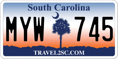 SC license plate MYW745