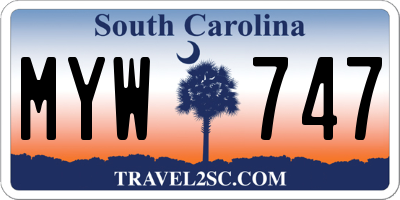 SC license plate MYW747
