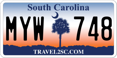SC license plate MYW748